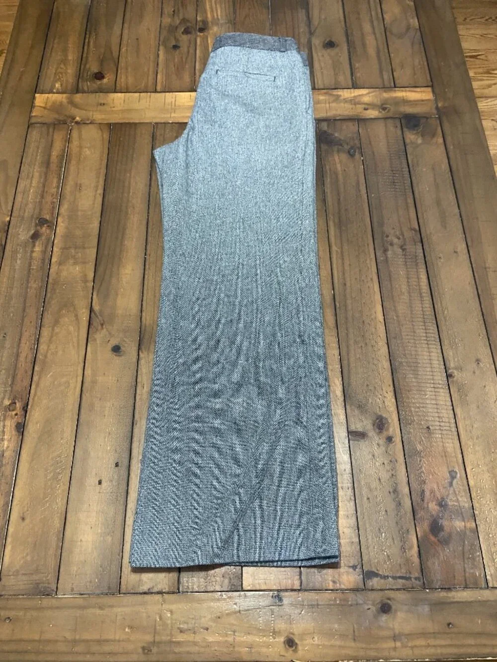 Banana Republic Herringbone Tweed Wide-Leg Trousers - Gray/Black -‎ Size 14